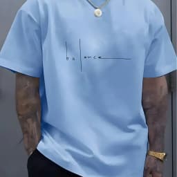 Men's Summer 100% Pure Cotton Casual Sports T-Shirt Fashionable Loose Fit Round Neck Short Sleeve Letter Print Top