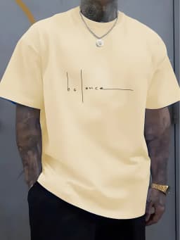 Men's Summer 100% Pure Cotton Casual Sports T-Shirt Fashionable Loose Fit Round Neck Short Sleeve Letter Print Top