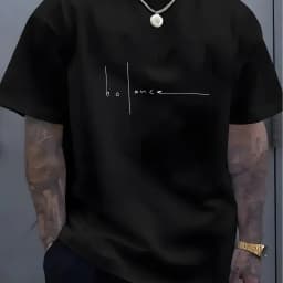 Men's Summer 100% Pure Cotton Casual Sports T-Shirt Fashionable Loose Fit Round Neck Short Sleeve Letter Print Top