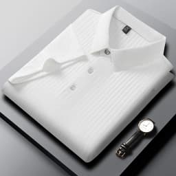2026 New Men's Casual Fashion Striped Short Sleeved Collar Polo Shirt Breathable and Comfortable Summer Versatile T-shirt