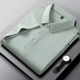 2026 New Men's Casual Fashion Striped Short Sleeved Collar Polo Shirt Breathable and Comfortable Summer Versatile T-shirt