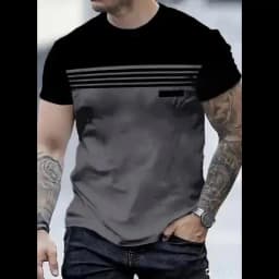 The 2025 Summer New Men's T-Shirt Features a Casual, Fashionable, Comfortable, Soft and Breathable 3D Striped Pattern Print