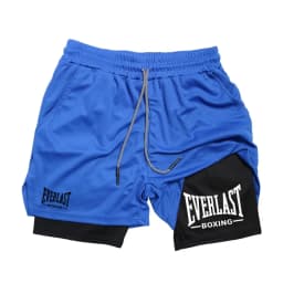 Men's Fashionable Double-Layer Sports Shorts EVERLAST Printed Sports Shorts, Double-Layer Quick Drying Basketball Muscle Fitness