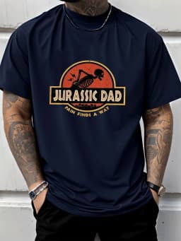 Jurassic Dad Dinosaur Skeleton Graphic Mens T Shirt Funny Father Vintage Short Sleeve Crew Neck Cotton Tee Dad Humor Casual Top
