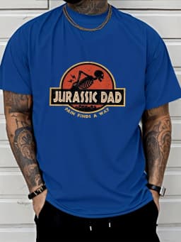 Jurassic Dad Dinosaur Skeleton Graphic Mens T Shirt Funny Father Vintage Short Sleeve Crew Neck Cotton Tee Dad Humor Casual Top