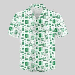 Men's Fun Excel Spreadsheet 3D Print Shirts Green White Funny Office Short Sleeve Lapel Tops Men Clothes