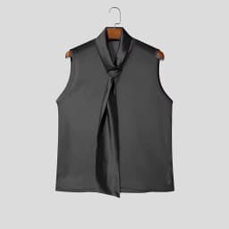 Sexy Mens See Through Sleeveless Shirt Self Tie Neck Sheer Chiffon Muscle Tank Tops Night Club Bar Costume Slim Transparent Vest