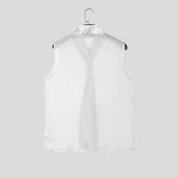 Sexy Mens See Through Sleeveless Shirt Self Tie Neck Sheer Chiffon Muscle Tank Tops Night Club Bar Costume Slim Transparent Vest