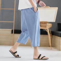 2025 New Summer Men Casual Pants Ice Silk Thin Solid Color Cropped Pants Fashion Hip Hop Street Sweatpants Male Loose Trousers