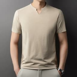 Korean Men's Short Sleeve V-Neck T-Shirt Solid Color Casual Fashion Comfortable Summer Versatile Solid Top