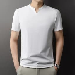 Korean Men's Short Sleeve V-Neck T-Shirt Solid Color Casual Fashion Comfortable Summer Versatile Solid Top