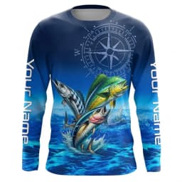 Men Blue Fishing 3D Print Long Sleeve T-shirt Breathable Performance Fashion Tops Tees Fishing Lover Tshirt Mens Clothing