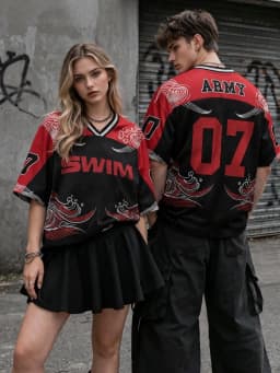 2026 SWIM Unisex Jersey Y2K Fashionable Streetwear Top V-Neck Loose Short Sleeved Gift For Arm Summer Men'S And Women'S T-Shirt