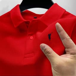 2026 Men's Summer High end Printed Golf Collar T-shirt Solid Color Breathable Office and Leisure High quality Men's Wear S-4XL