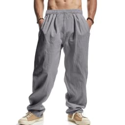 Men's Straight Leg Pants Cotton Linen Breathable Pants Lightweight Beach Hawaiian Style Lightweight Trousers Casual Sweatpants