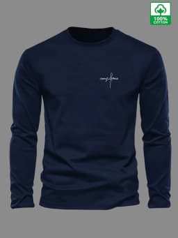 Men's 100% Pure Cotton Loose and Comfortable Sports and Leisure Letter Printed Round Neck Long Sleeved T-Shirt Top