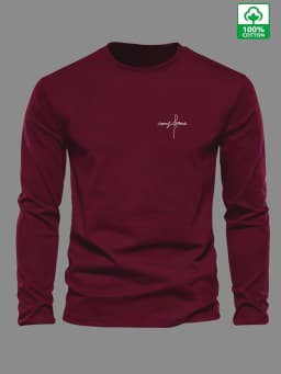 Men's 100% Pure Cotton Loose and Comfortable Sports and Leisure Letter Printed Round Neck Long Sleeved T-Shirt Top
