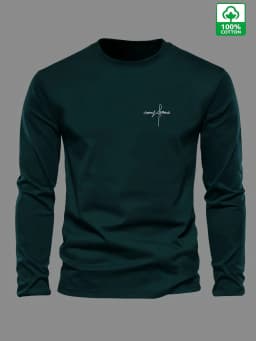 Men's 100% Pure Cotton Loose and Comfortable Sports and Leisure Letter Printed Round Neck Long Sleeved T-Shirt Top