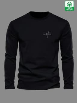 Men's 100% Pure Cotton Loose and Comfortable Sports and Leisure Letter Printed Round Neck Long Sleeved T-Shirt Top