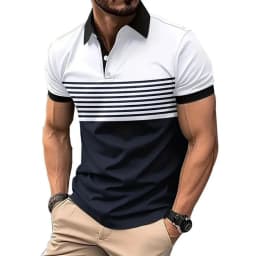 The 2025 Summer New Men's POLO Shirt Is a Casual and Fashionable Striped Printed Street Men's Wear