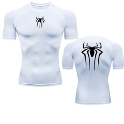 Summer Men's Fitness Quick Dry T Shirts Spider Print Athletic Compression Shirts Breathable Casual Short Sleeve Tight Tees Y2K