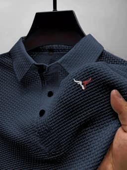 Summer ice silk lapel men's short-sleeved T-shirt, men's top