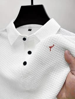 Summer ice silk lapel men's short-sleeved T-shirt, men's top