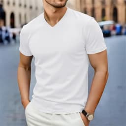 2026 New Men's Casual Fashion Simple V-neck Short Sleeved T-shirt Summer Comfortable Breathable Versatile Top