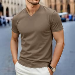 2026 New Men's Casual Fashion Simple V-neck Short Sleeved T-shirt Summer Comfortable Breathable Versatile Top