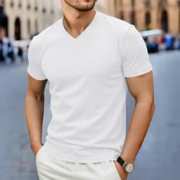 2026 New Men's Casual Fashion Simple V-neck Short Sleeved T-shirt Summer Comfortable Breathable Versatile Top