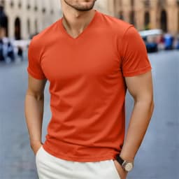 2026 New Men's Casual Fashion Simple V-neck Short Sleeved T-shirt Summer Comfortable Breathable Versatile Top