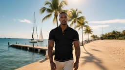 Summer ice silk lapel men's short-sleeved T-shirt men's clothing top