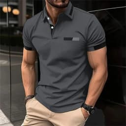 Men's Fitness Casual Sports T-shirt Gym Running Sports Elastic Short-sleeved Polo Shirt Lapel Top Men's Slim Fit T-shirt
