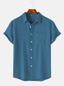 Men's Comfortable Shirt Summer Beach Men's Shirt Men's Short Sleeve Shirts Solid Color Casual Short Sleeve Shirt