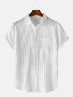 Men's Comfortable Shirt Summer Beach Men's Shirt Men's Short Sleeve Shirts Solid Color Casual Short Sleeve Shirt