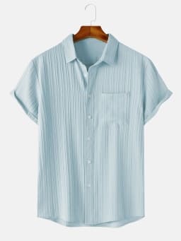 Men's Comfortable Shirt Summer Beach Men's Shirt Men's Short Sleeve Shirts Solid Color Casual Short Sleeve Shirt