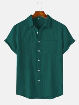 Men's Comfortable Shirt Summer Beach Men's Shirt Men's Short Sleeve Shirts Solid Color Casual Short Sleeve Shirt