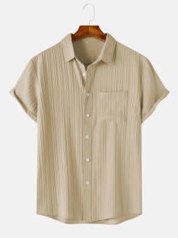 Men's Comfortable Shirt Summer Beach Men's Shirt Men's Short Sleeve Shirts Solid Color Casual Short Sleeve Shirt