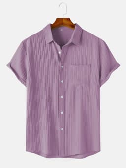 Men's Comfortable Shirt Summer Beach Men's Shirt Men's Short Sleeve Shirts Solid Color Casual Short Sleeve Shirt