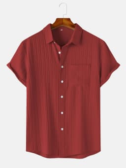 Men's Comfortable Shirt Summer Beach Men's Shirt Men's Short Sleeve Shirts Solid Color Casual Short Sleeve Shirt