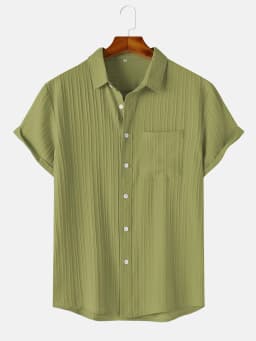 Men's Comfortable Shirt Summer Beach Men's Shirt Men's Short Sleeve Shirts Solid Color Casual Short Sleeve Shirt