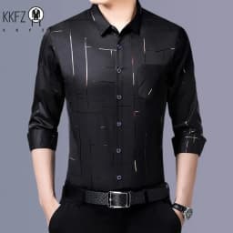Men's Casual and Fashionable Long Sleeved Printed Shirt, Non Ironing and Wrinkle Resistant Business Top