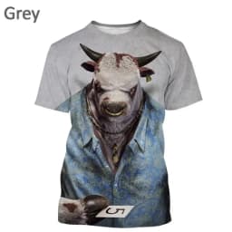 3D Printing Cow Animal T-Shirt For Men Women Funny Retro Pattern T Shirts Summer Loose Streetwear Tops O-Neck Tees Short Sleeves
