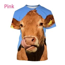 3D Printing Cow Animal T-Shirt For Men Women Funny Retro Pattern T Shirts Summer Loose Streetwear Tops O-Neck Tees Short Sleeves