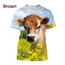 3D Printing Cow Animal T-Shirt For Men Women Funny Retro Pattern T Shirts Summer Loose Streetwear Tops O-Neck Tees Short Sleeves