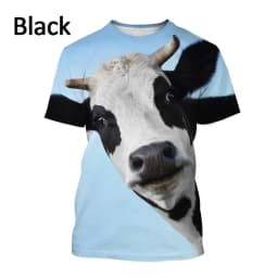 3D Printing Cow Animal T-Shirt For Men Women Funny Retro Pattern T Shirts Summer Loose Streetwear Tops O-Neck Tees Short Sleeves