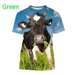 3D Printing Cow Animal T-Shirt For Men Women Funny Retro Pattern T Shirts Summer Loose Streetwear Tops O-Neck Tees Short Sleeves