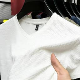 Fashion Men's Business Casual Ice Silk T-Shirt V Neck Short Sleeve Khaki Daily Work Wear