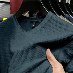 Fashion Men's Business Casual Ice Silk T-Shirt V Neck Short Sleeve Khaki Daily Work Wear