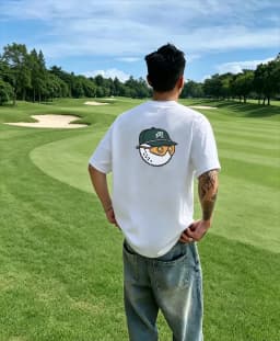 Men's Navy Blue Streetwear Golf T - Shirt with Golf Clothing Golf Ball & Cap Graphic